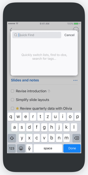 Just start typing and you can find anything in Things — from whole projects to individual tasks. For instance, T brings up the Today view and U leads to Upcoming